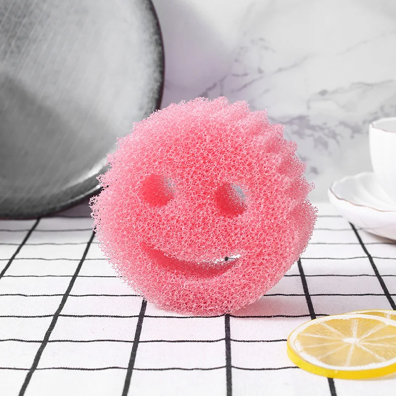 (2 Piezas Rosa) Esponja Para Lavar Platos Con Cara Sonriente, Esponja De Limpieza Ecológica, Resistente A Las Manchas Y A Los Olores.