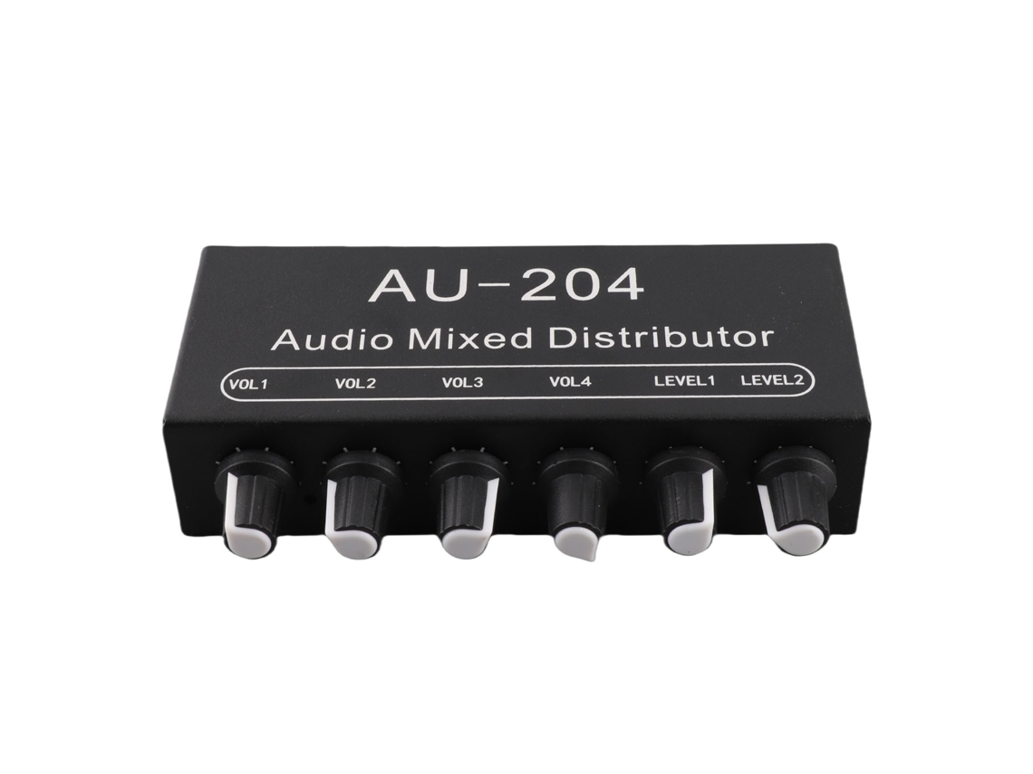 Divisor De Audio Estéreo Mini Preamplificador De Auriculares 2 Entradas 4 Salidas 3,5 Mm Con Control Individual