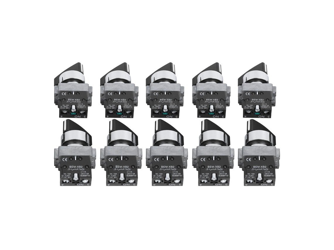 10 Interruptores Giratorios Selectores De 2 Posiciones Con Llave De Encendido/apagado, Perilla Giratoria Berm, Ca 240v