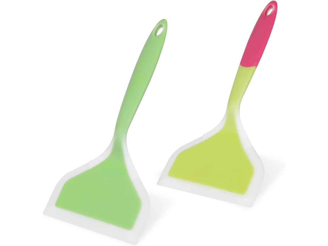 Paquete de 2 espátulas de silicona para panqueques resistentes al calor.