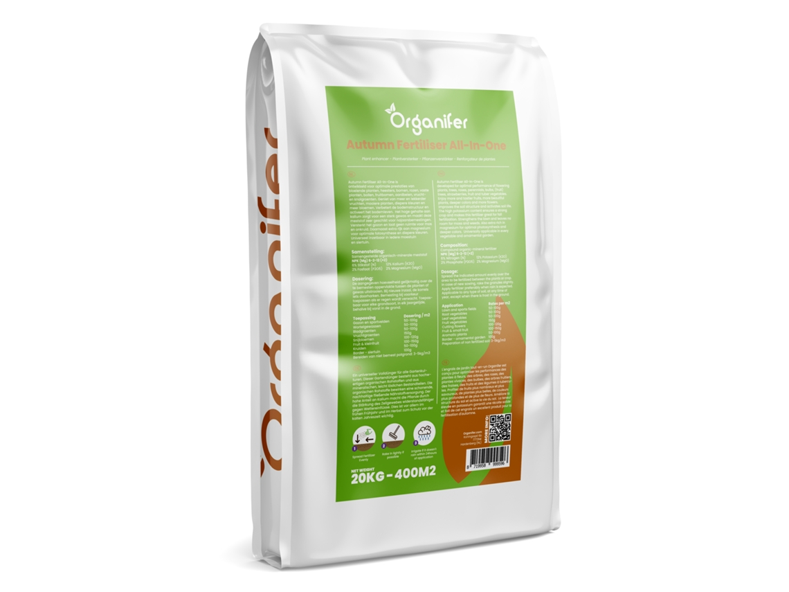 Fertilizante de Otoño Todo-en-Uno (20 kg – para 400 m2) - Organifer