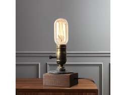 Rebe-lámpara De Escritorio Steampunk Industrial Con Base De Madera, Socket E27 (sin Bombilla)