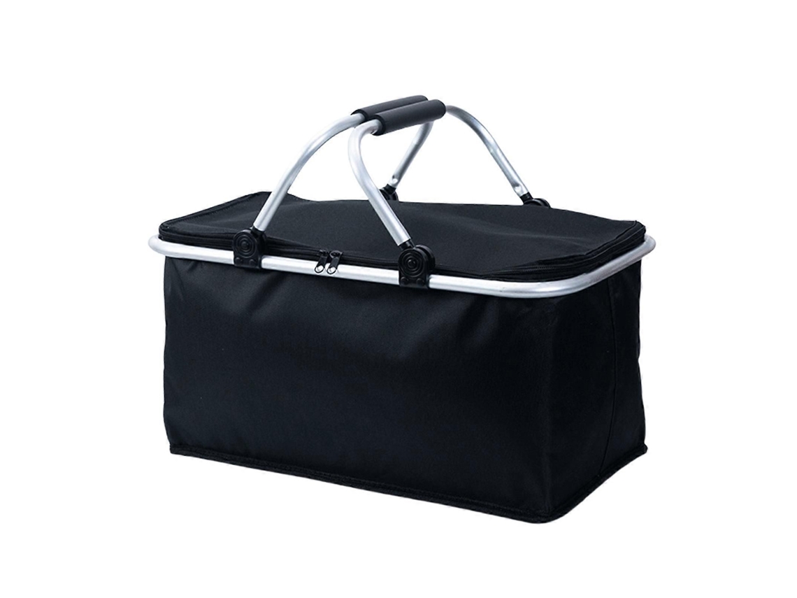 Cesta de la compra plegable multiusos de 30 litros, bolsa isotérmica para alimentos, ideal para viajes y comidas al aire libre, color azul claro.