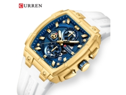 Reloj De Cuarzo (dorado, Blanco, Azul), Estilo Deportivo, Con Calendario, Forma De Tonel, Reloj De Negocios Para Hombre.