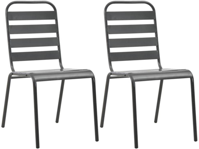 Conjunto 2 Silla Jardin VIDAXL Gris Metal
