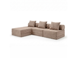 Sofá modular 3+1 + otomana convertible, terciopelo a rayas, color topo, SKOFFA