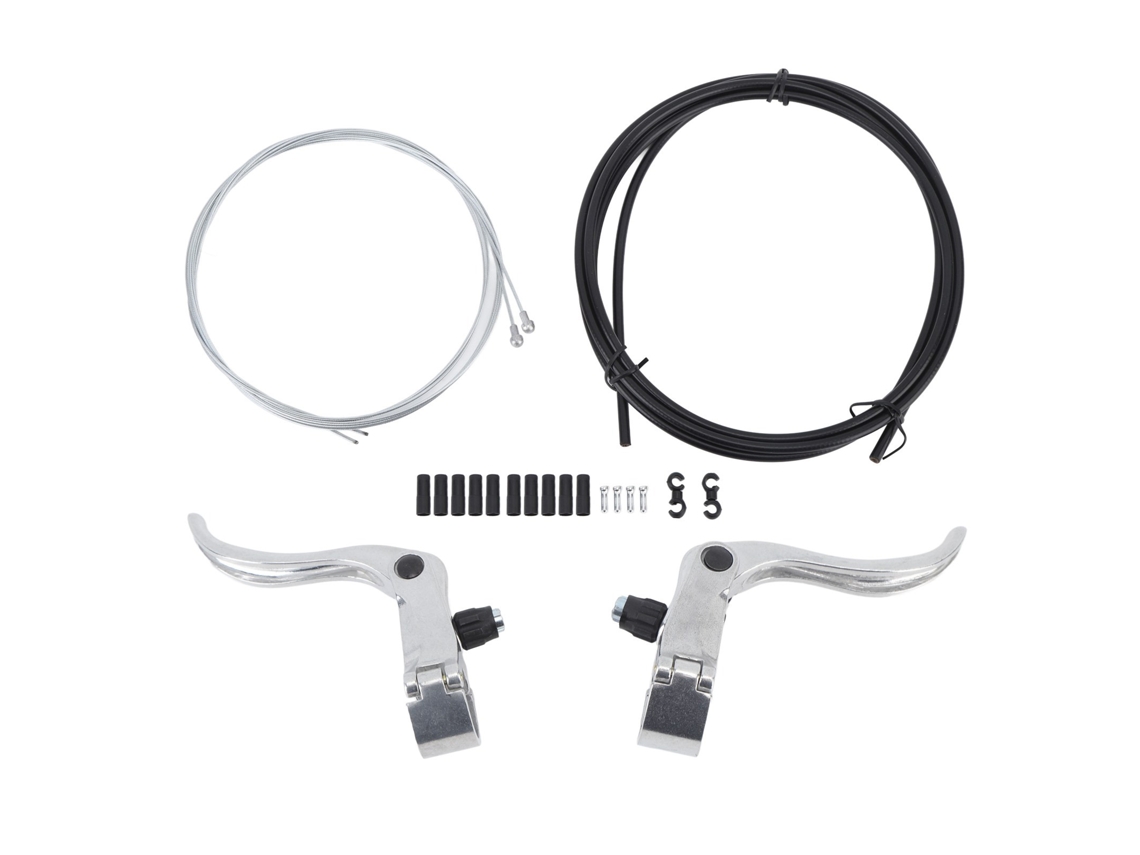Conjunto De Cabos De Freio Para Bicicleta Com Haste De Freio Capa Fim Clips Em S Para Mountain Road Bike Bl329t Prata