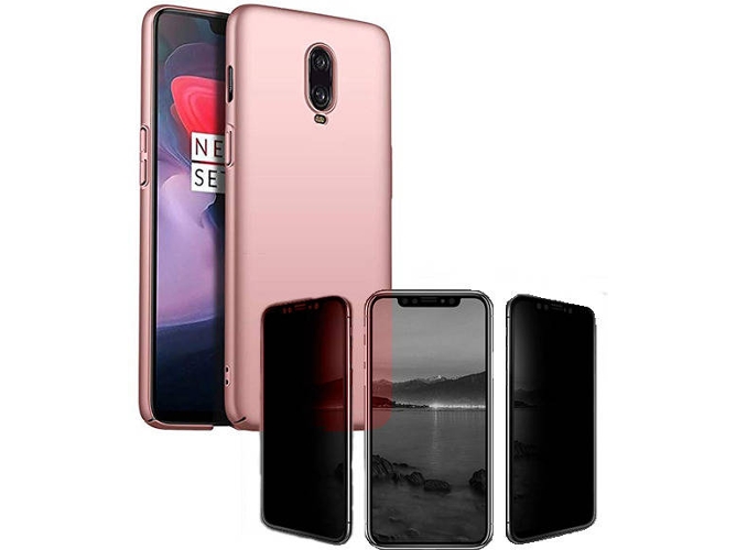 Kit Carcasa y Protector Privacy OnePlus 6T SlimShield Rosa