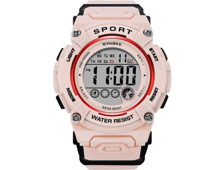VEANXIN LED Digital PU Correa Alarma Fecha Mujeres 50M Reloj deportivo impermeable-rosa