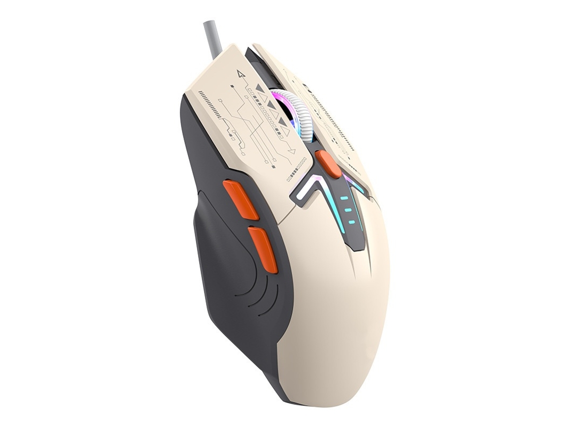 Ratón para juegos Yizhood H6 con 4 niveles de DPI ajustables, luz de respiración de destello lento colorida, botones funcionales 6D, color gris