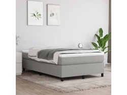 Cama Box Spring Con Colchón Tela Gris Claro 120x200 Cm