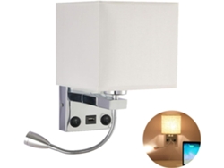 Aplique De Pared, Luz De Lectura Led Flexible Con Puerto Usb, Casquillo E27, Luz Nocturna De Montaje En Pared (bombilla No Incluida)