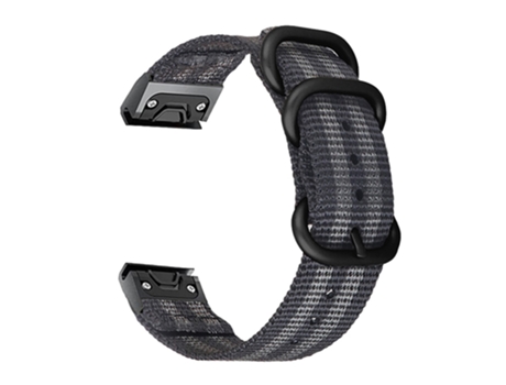 Correa de nailon ajustable 26mm para Garmin Fenix 7X/6X Pro/Tactix7 - negro/gris