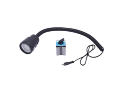 Lámpara de trabajo para máquinas, base magnética, posicionamiento flexible, color negro.