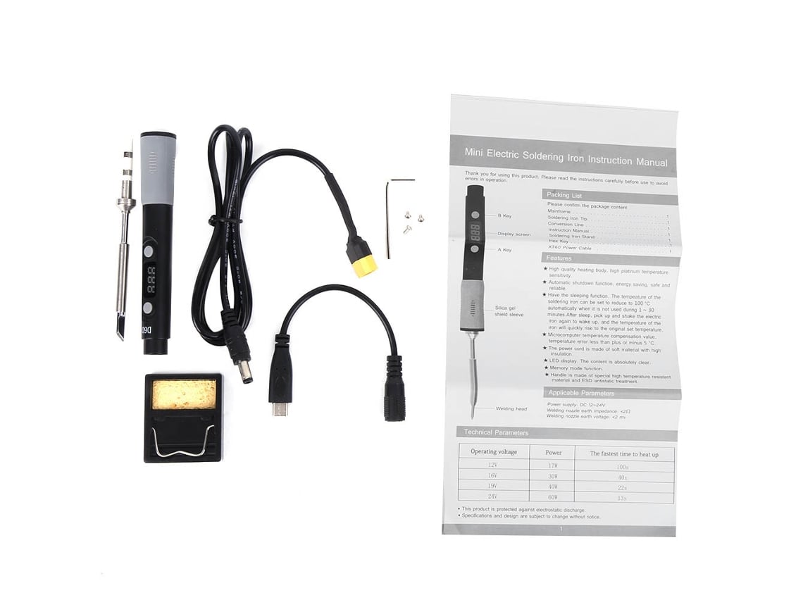 Soldador Eléctrico Inteligente Con Temperatura Constante Y Pantalla Digital Sqd60b 100-400°c