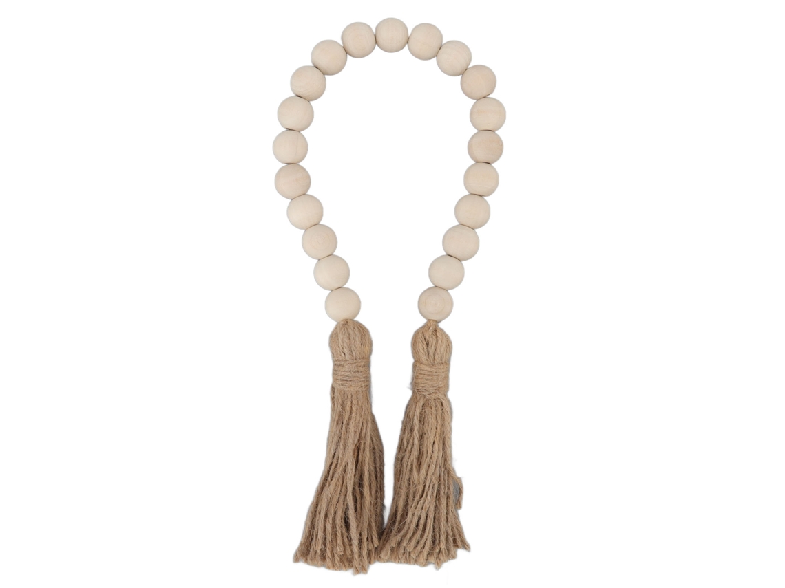 Guirnalda De Perlas De Madera Natural Hecha A Mano Con Flecos Para Decoración De Paredes Y Regalos.