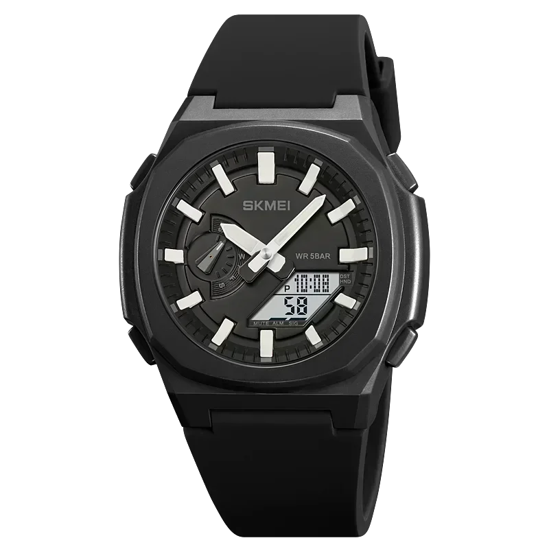 Reloj De Pulsera Impermeable Para Hombre (blanco Y Negro) Con Función De Cuenta Regresiva, 5 Alarmas Y Visualización De Fecha.