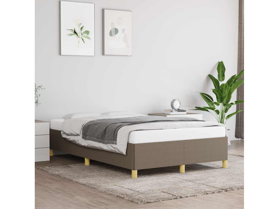 Estructura De Cama Sin Colchón Tela Gris Taupe 120x190 Cm