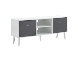 Mueble Para Tv De 50 Pulgadas, Con Cajones, Tapizado En Tela, 110 X 29 X 46,5 Cm, Blanco/gris