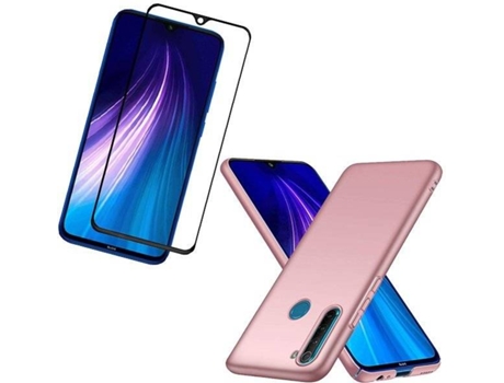 Kit Carcasa y Protector Cristal 5D Xiaomi Redmi Note 8 2021 PHONECARE Silicona Rosa