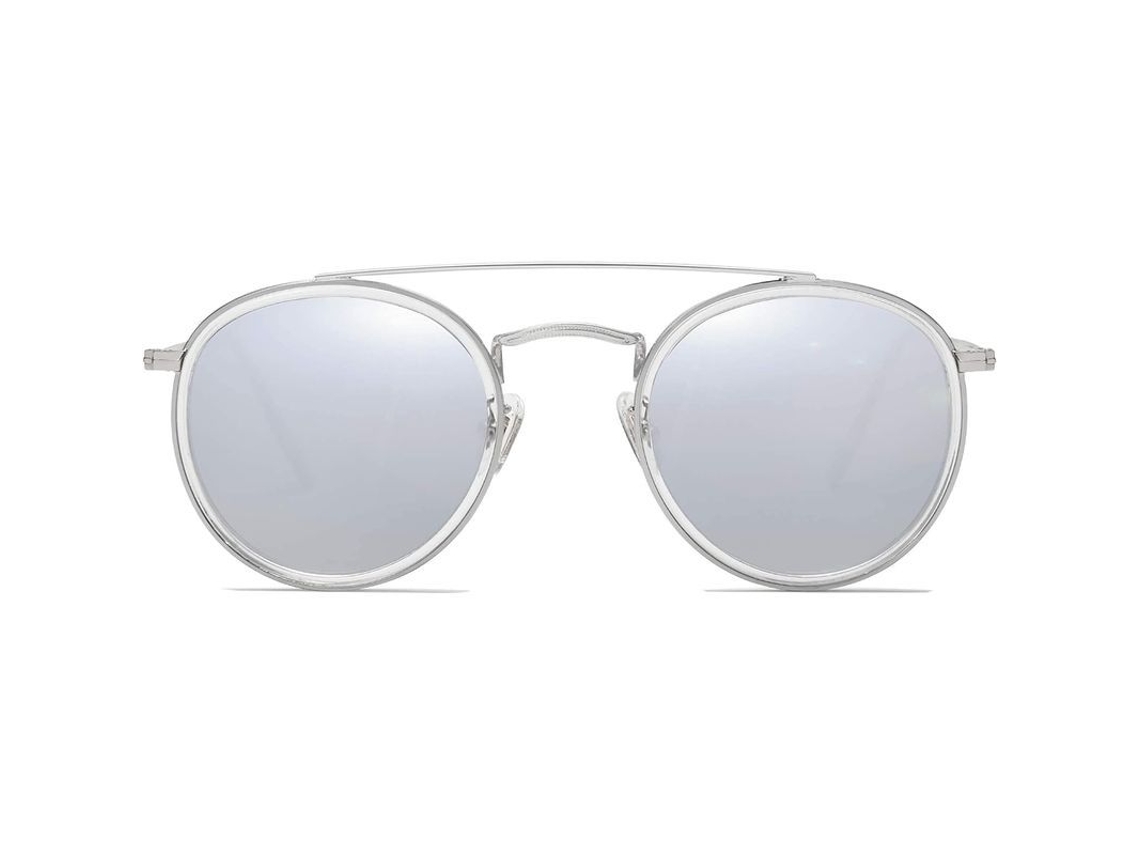 Gafas De Sol Polarizadas Redondas Retro Uv400 Con Doble Puente Metálico De 50 Mm Sj1104