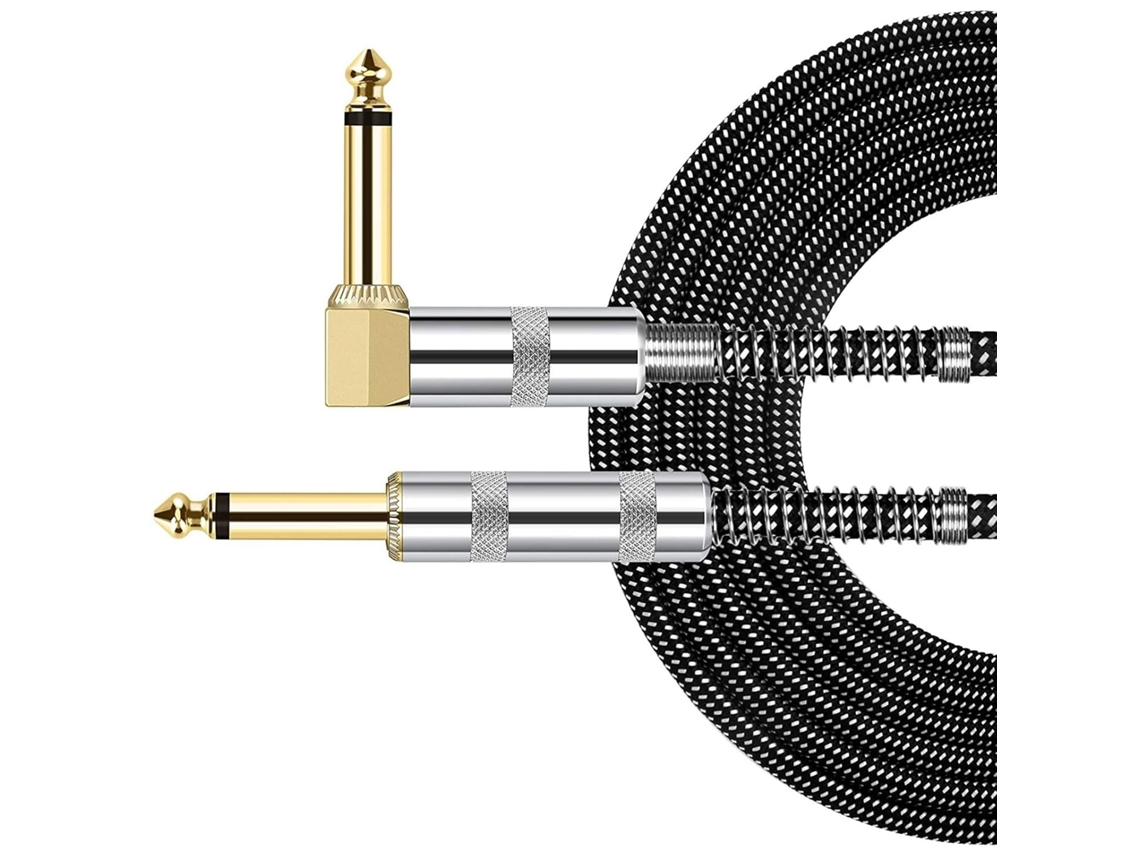 Cable Para Instrumentos De 3 Metros (10 Pies), Conector Chapado De 35 Mm (6"), Blindaje Multicapa, Protector De Engranajes Transparente.