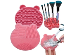 Alfombrilla De Limpieza De Brochas De Maquillaje De Silicona 2 En 1 Con Soporte De Secado, Portátil Para Viajes.