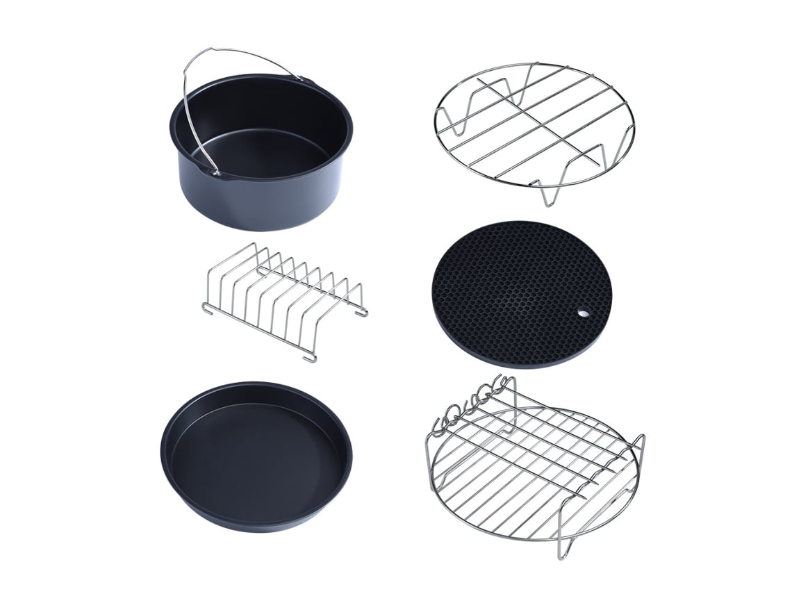 NEVEANCE Juego de accesorios para freidora de aire, utensilios de cocina con revestimiento antiadherente para preparar comidas saludables, apto para lavavajill
