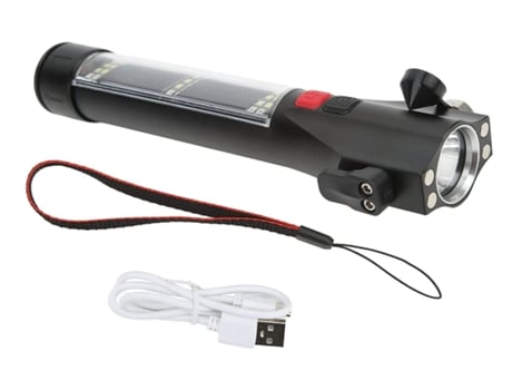 Linterna con energía solar, Chronos Lantern-0071 Linterna LED multifuncional de seguridad para automóvil Rompeventanas (Negro) YIZHOOD