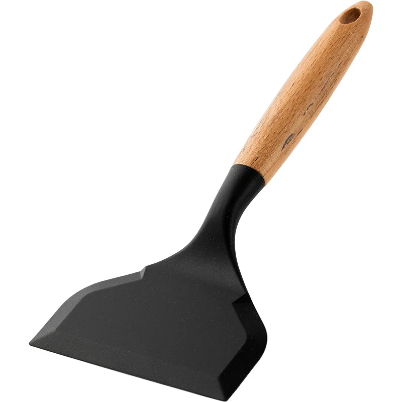 Utensilios de cocina de silicona de grado alimenticio (negros), espátula de cocina