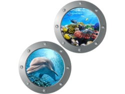2 Pegatinas De Pared 3d De Animales Marinos, Autoadhesivas Y Removibles De Pvc.