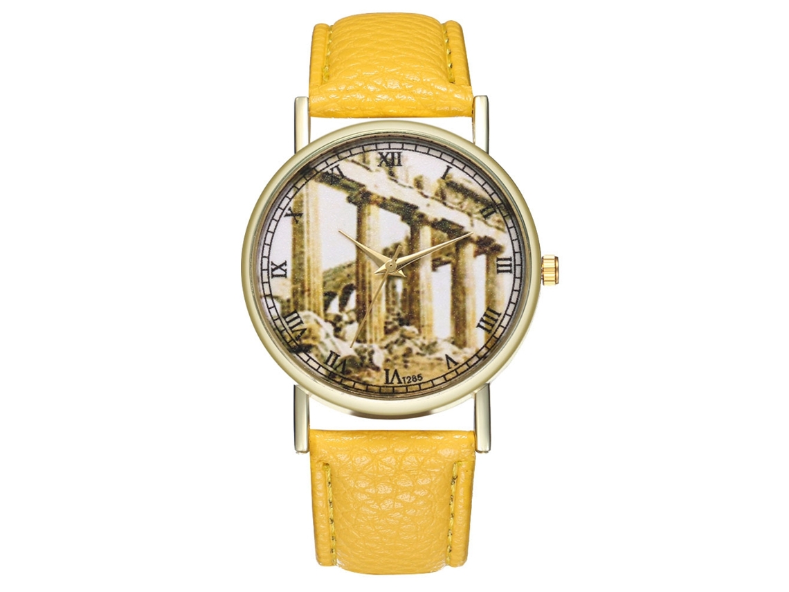 Reloj De Pulsera Analógico De Cuarzo Unisex Zhoulianfa, Estilo Moderno, Esfera Redonda, Amarillo.