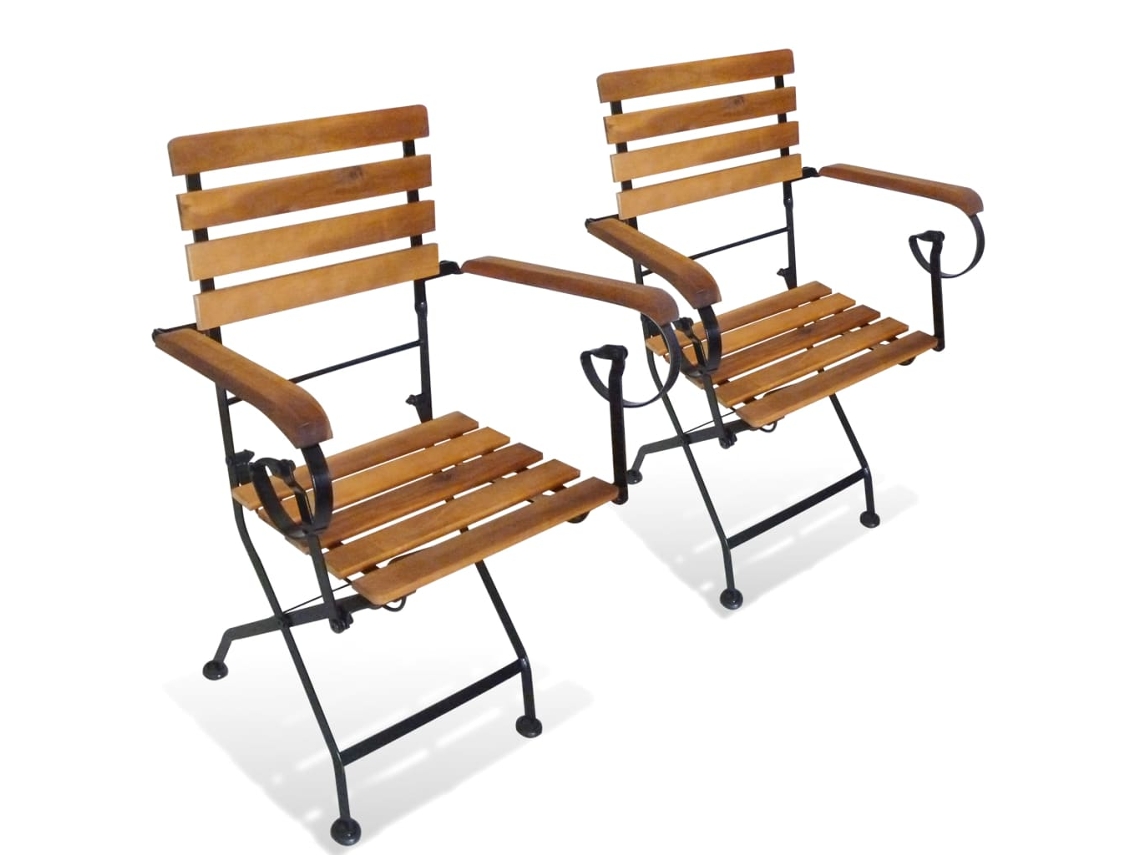 Sillas de jardín plegables de 2 piezas DKD Home Decor, acero y madera maciza de acacia