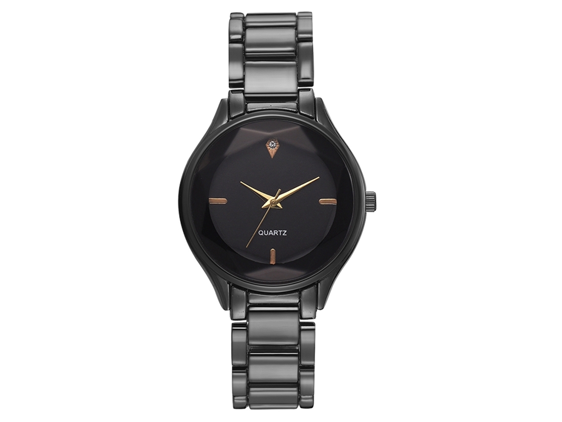 Reloj De Pulsera De Moda Para Mujer Con Brazalete De Acero Y Cristales De Cuarzo, Color Negro Informal.