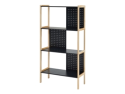 Librería Dønna de 4 niveles MDF 120x63x28cm - Negro/Madera [EN.CASA]