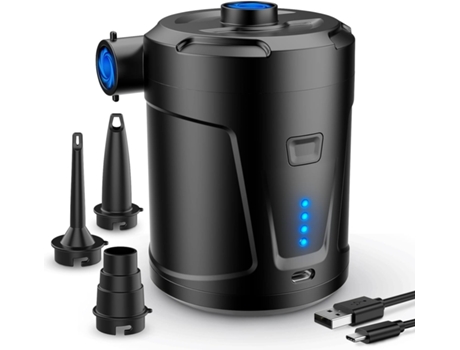 Bomba de aire eléctrica, bomba de aire portátil de 5200 mAh con inflado/desinflado rápido, bomba eléctrica recargable con 4 boquillas para piscina ...