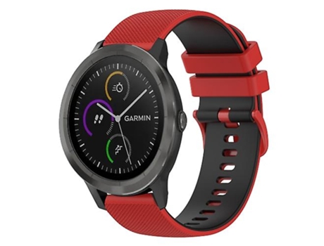 Correa para Garmin Vivomove 3 20 mm Correa de reloj de silicona a cuadros de dos colores rojo-negro VENISYMLIS