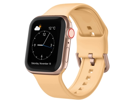 Correa de reloj inteligente para Apple Watch Series 3, correa de silicona de 42 mm con hebilla (naranja claro)