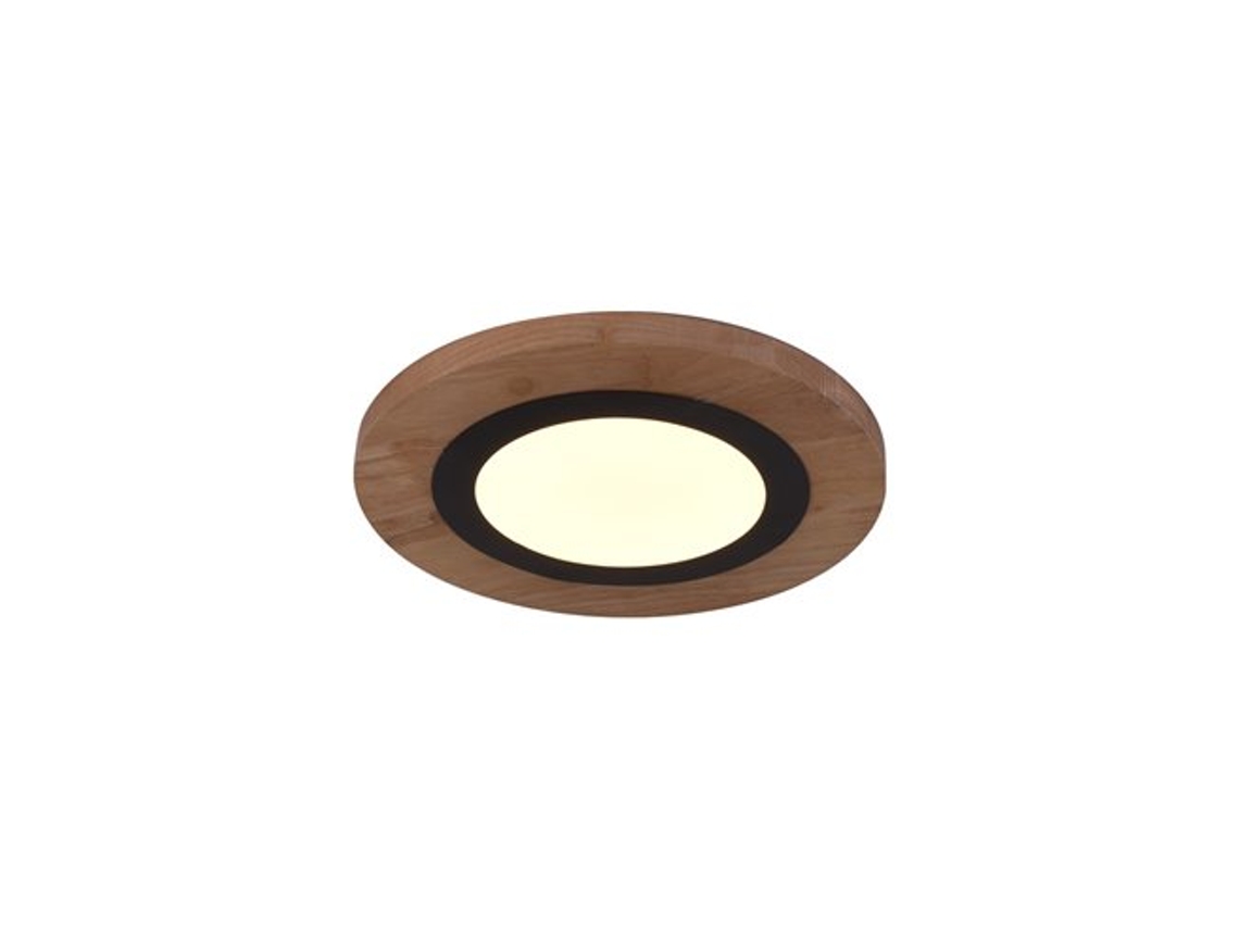 Plafón Redondo Led Regulación Smart Hasbi (20w 3cct 1200lm) – Madera/negro