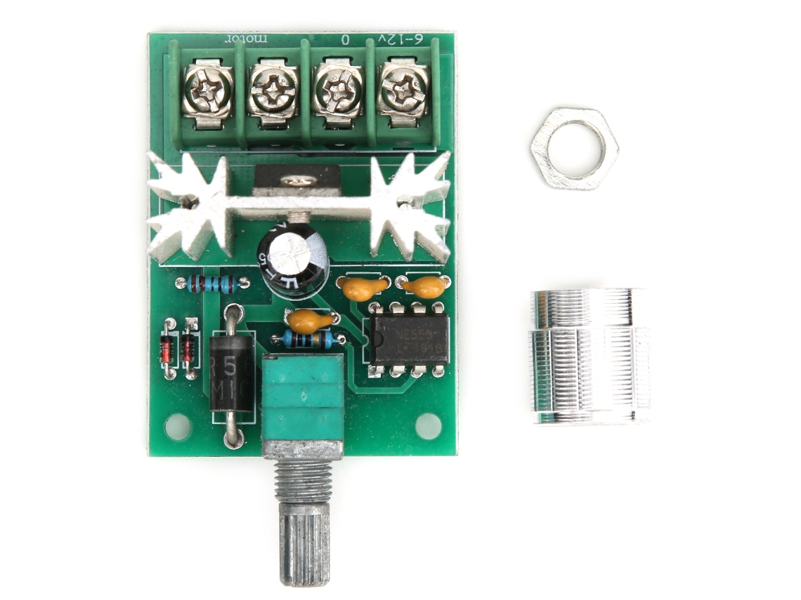 Controlador de velocidad de motor PWM de CC con interruptor y control de aluminio, CC 6, 12 V, 6 A