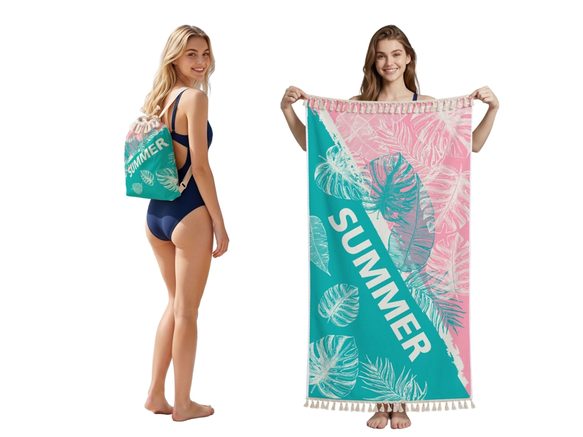 Toalla De Playa Henten Home, Plegable Y Convertible En Mochila, 90x180 Cm