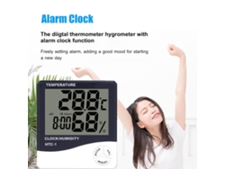Termómetro Higrómetro Digital Htc-1 Con Alarma, Calendario Y Memoria De Valores Máximos Y Mínimos Para El Hogar Y La Oficina.