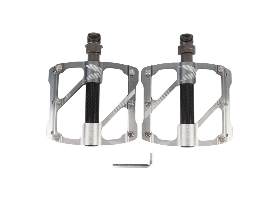 Pedales De Ciclismo De Aluminio Con Diseño Antideslizante Mejorado, 3 Rodamientos, Planos, Para Bicicletas De Montaña Y De Carretera, Gris/plata.