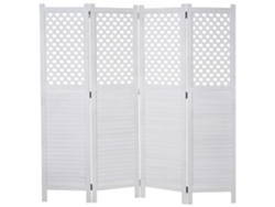 Biombo divisor de ambientes de 4 paneles, 170 x 161 cm, madera blanca 04_0008629