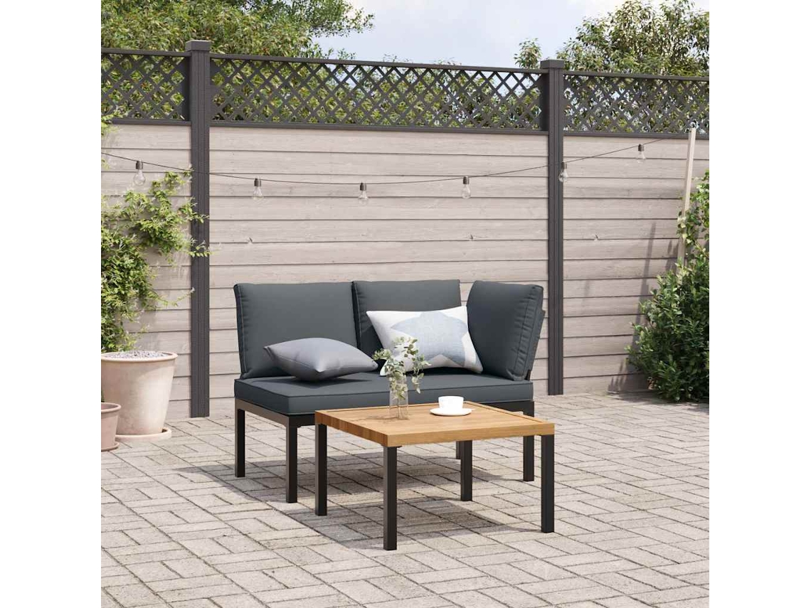 Conjunto de sofá de jardín de 2 piezas con cojines de aluminio marrón de DKD Home Decor