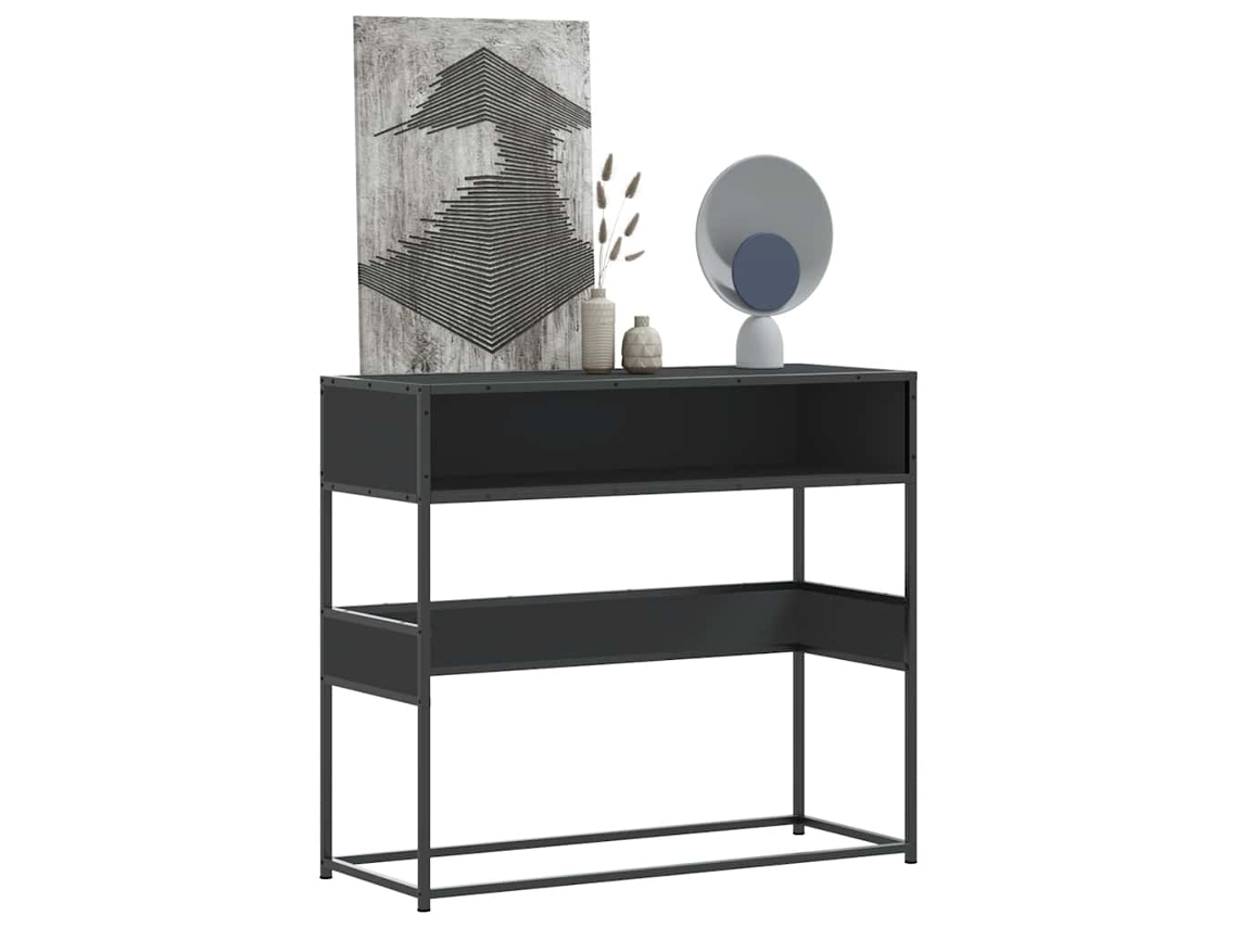 Mesa Consola | Mesa De Entrada | Mesa De Apoyo De Madera Contrachapada Negro 90x35x80 Cm