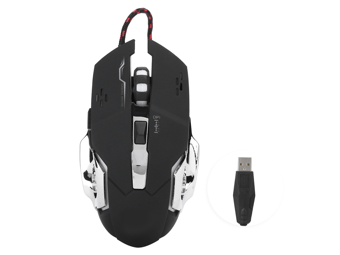 Mouse gamer com fio USB Baoj-2026G3 com luzes coloridas para PC, laptop e desktop.