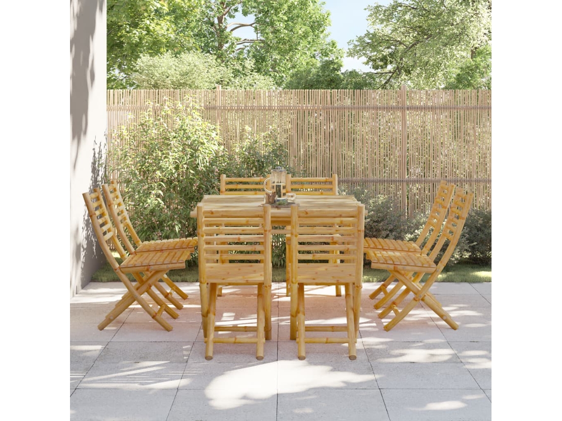 Sillas de jardín plegables de bambú, 8 unidades, 43 x 54 x 88 cm, DKD, decoración del hogar