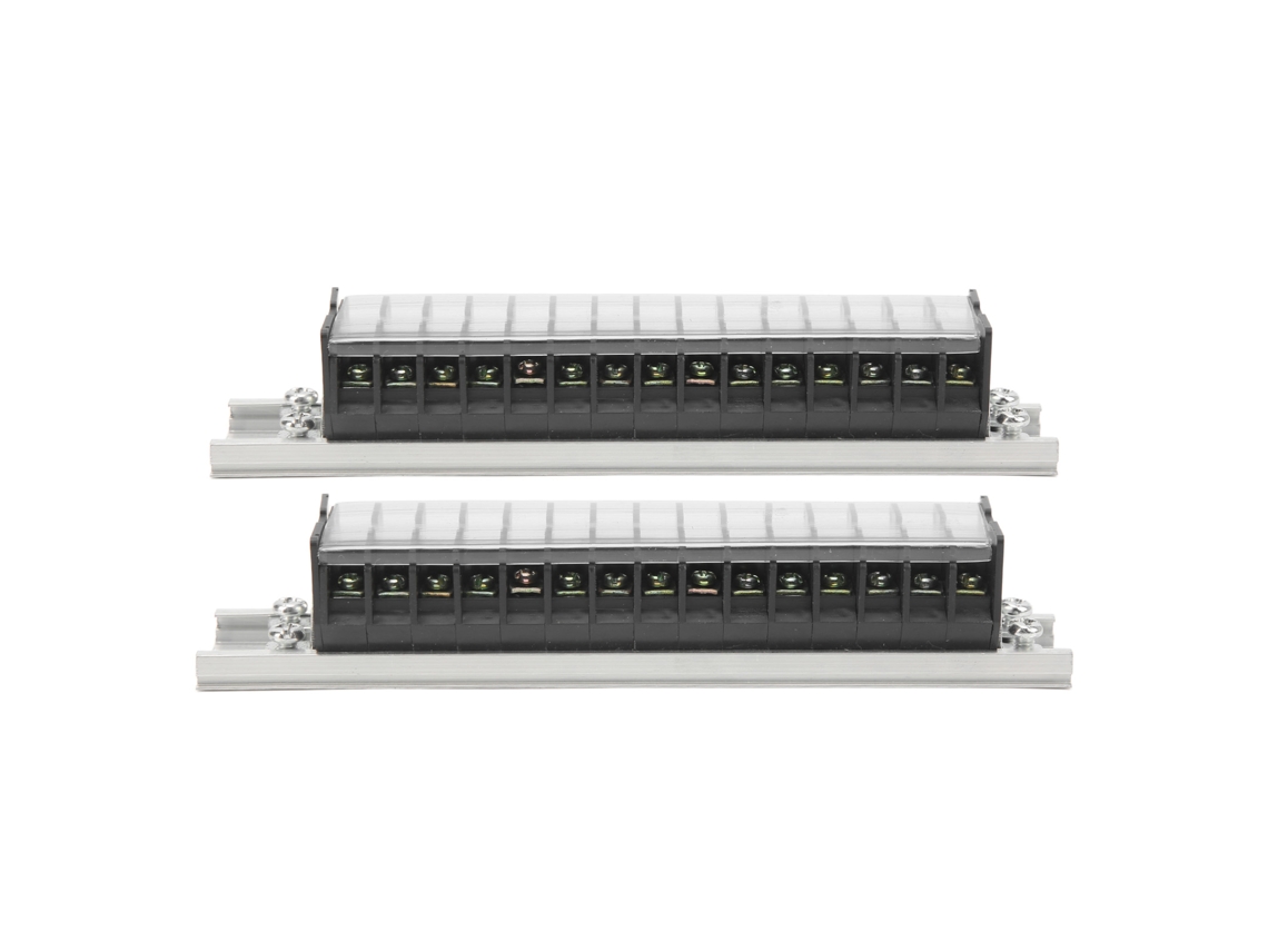 2pcs Barra De Terminales Doble Fila 660v 15a 10 Posiciones Con Tapa T1515