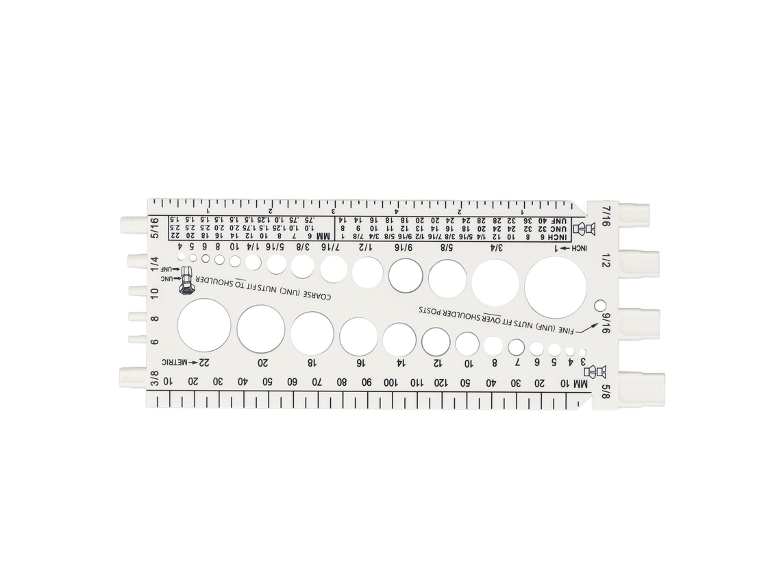 Calibrador De Roscas Para Tornillos Y Tuercas Métrico (m3-m22) E Imperial (4-3/4) Con Identificador Blanco.
